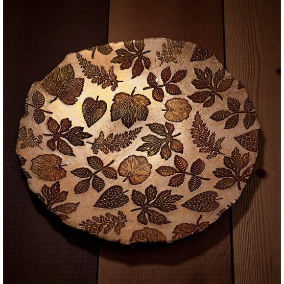 Vietri Other - Vietri Autunno Glass Medium Serving Bowl 13″ Autumn Leaves Design - NEW